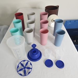 Tupperware Drinkware Lot of 20 Pieces Tumblers Pitcher Shaker Bottle Meal Prep